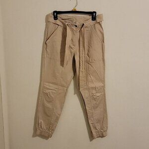 Fever Khaki Tie Waist Joggers Size 8 Excellent Condition